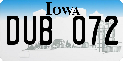 IA license plate DUB072