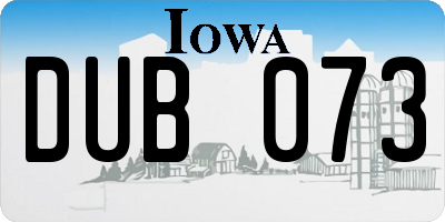 IA license plate DUB073