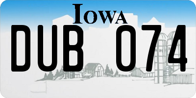 IA license plate DUB074