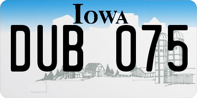 IA license plate DUB075