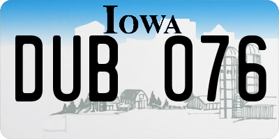 IA license plate DUB076