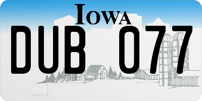 IA license plate DUB077