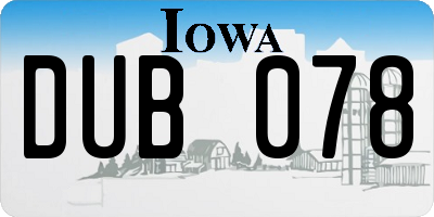 IA license plate DUB078