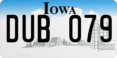 IA license plate DUB079