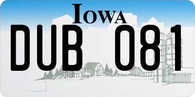 IA license plate DUB081