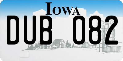 IA license plate DUB082