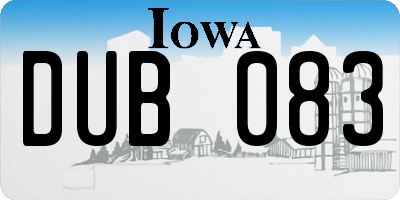IA license plate DUB083