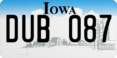 IA license plate DUB087
