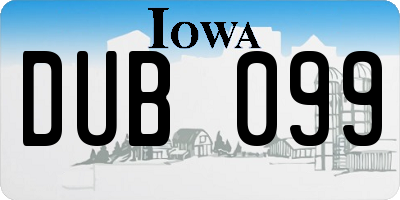 IA license plate DUB099