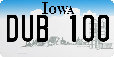 IA license plate DUB100