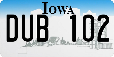 IA license plate DUB102