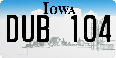 IA license plate DUB104