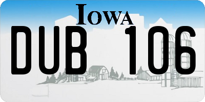 IA license plate DUB106