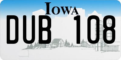 IA license plate DUB108