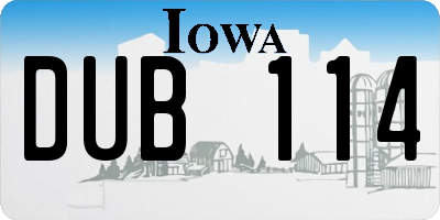 IA license plate DUB114
