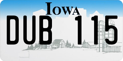 IA license plate DUB115