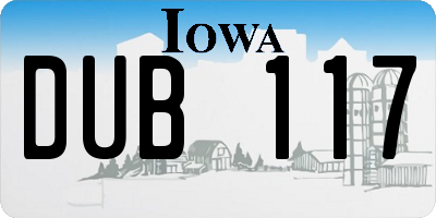 IA license plate DUB117