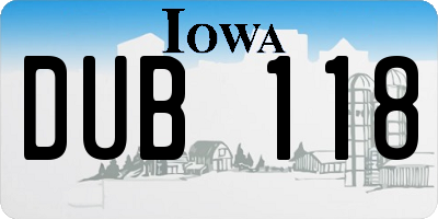 IA license plate DUB118