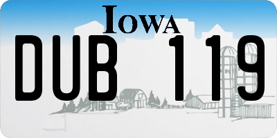 IA license plate DUB119