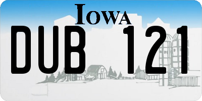 IA license plate DUB121