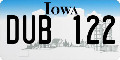 IA license plate DUB122