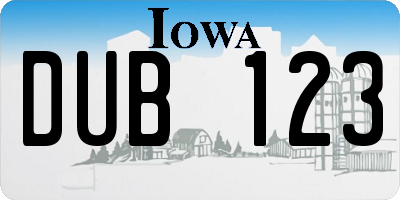 IA license plate DUB123