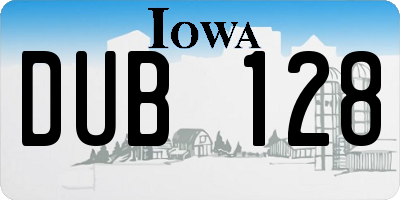 IA license plate DUB128