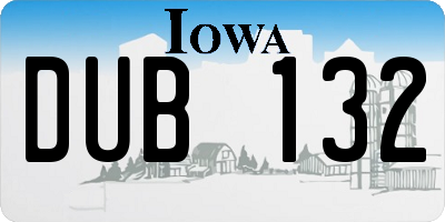 IA license plate DUB132