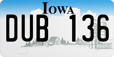 IA license plate DUB136