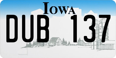 IA license plate DUB137