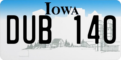 IA license plate DUB140