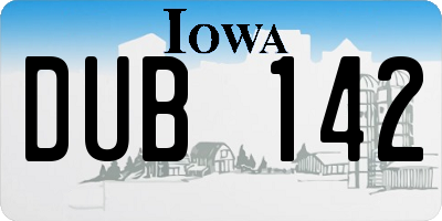 IA license plate DUB142