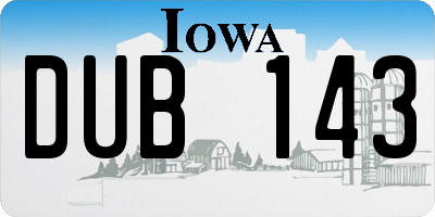 IA license plate DUB143