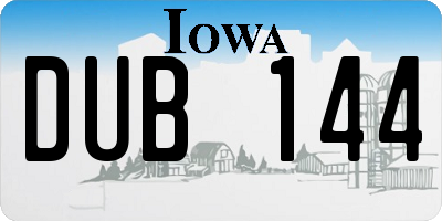 IA license plate DUB144