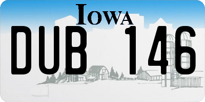 IA license plate DUB146