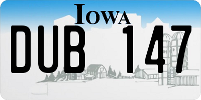 IA license plate DUB147