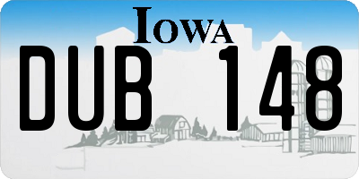 IA license plate DUB148