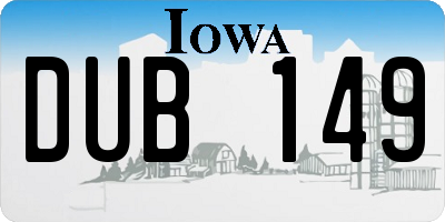 IA license plate DUB149