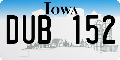 IA license plate DUB152