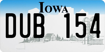 IA license plate DUB154