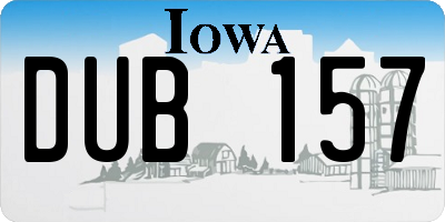 IA license plate DUB157