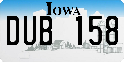 IA license plate DUB158