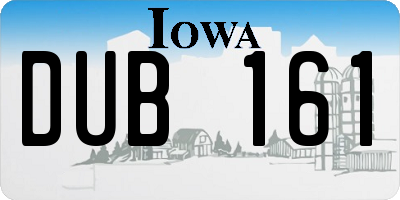 IA license plate DUB161