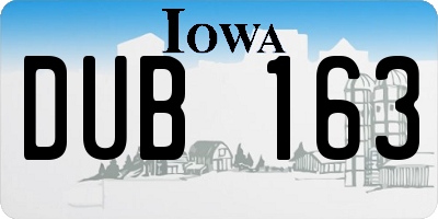IA license plate DUB163