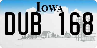 IA license plate DUB168