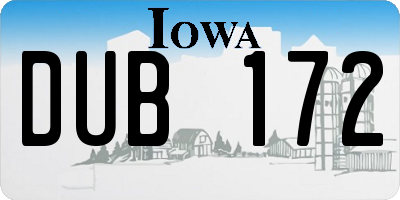 IA license plate DUB172