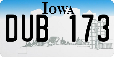 IA license plate DUB173