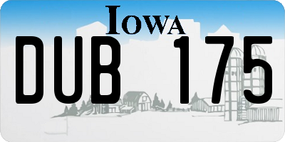 IA license plate DUB175