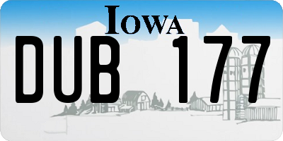 IA license plate DUB177
