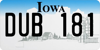 IA license plate DUB181